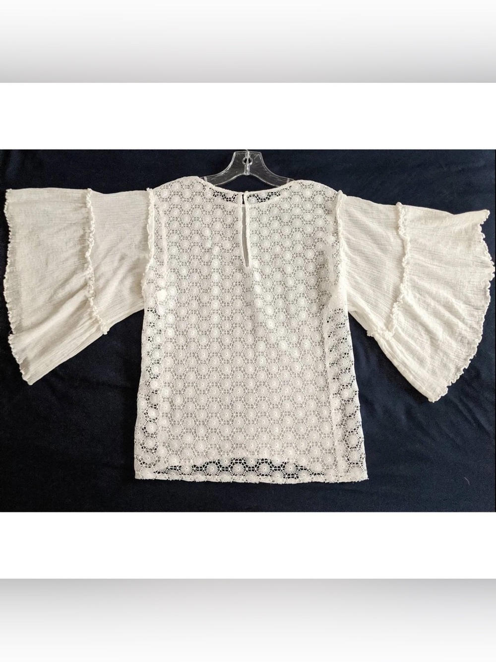 So Good! Stella & Dot Maette "Gertie" Crochet Lace Flutter Sleeve Blouse, Small🔥